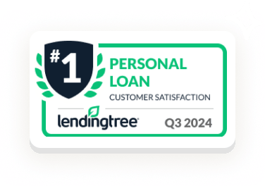 A tag saying number 1 of personal loan customer satisfaction by Landingtree - Q3 2022